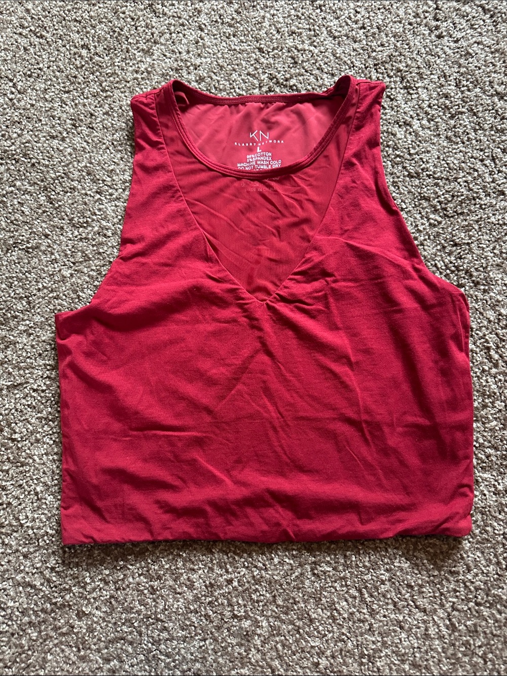 Klassy Network Red Mesh V-Neck Cropped Tank Top, Size L